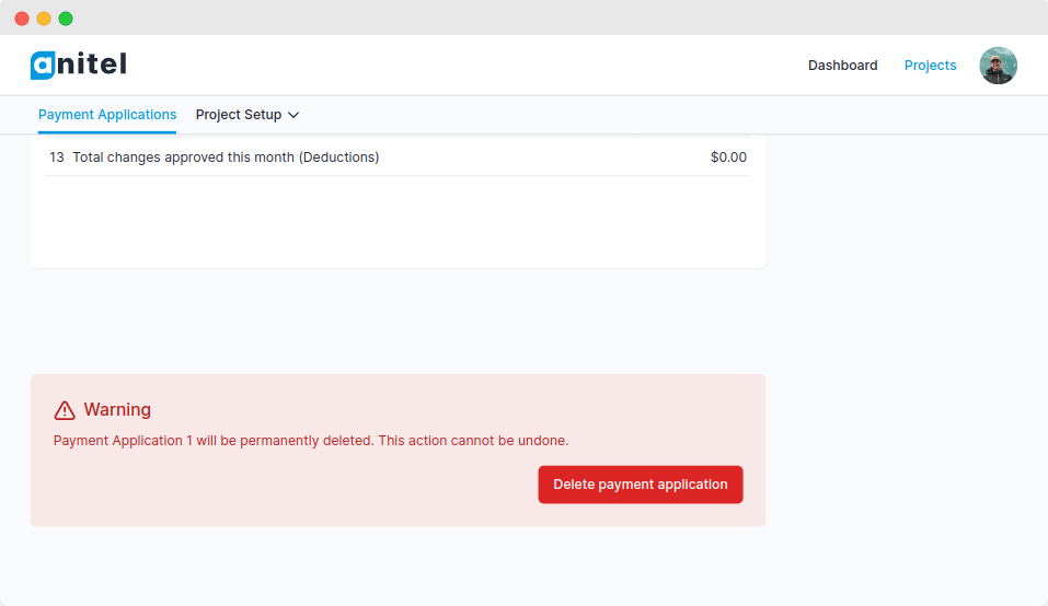 Payment application page screenshot