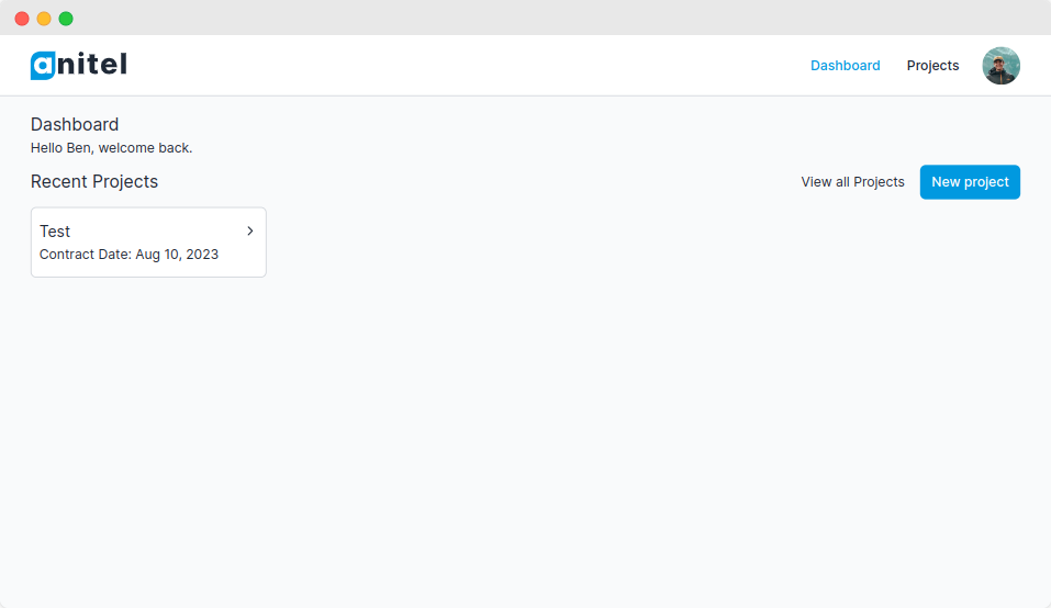 Create project page screenshot